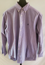 Ralph Lauren Yarmouth Blue &amp; White Plaid Long Sleeve shirt Mens Size 16.... - £17.14 GBP