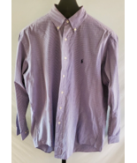 Ralph Lauren Yarmouth Blue &amp; White Plaid Long Sleeve shirt Mens Size 16.... - £17.14 GBP