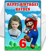 SUPER MARIO Photo Upload Birthday Card - Personalised Disney Birthday Ca... - £4.34 GBP