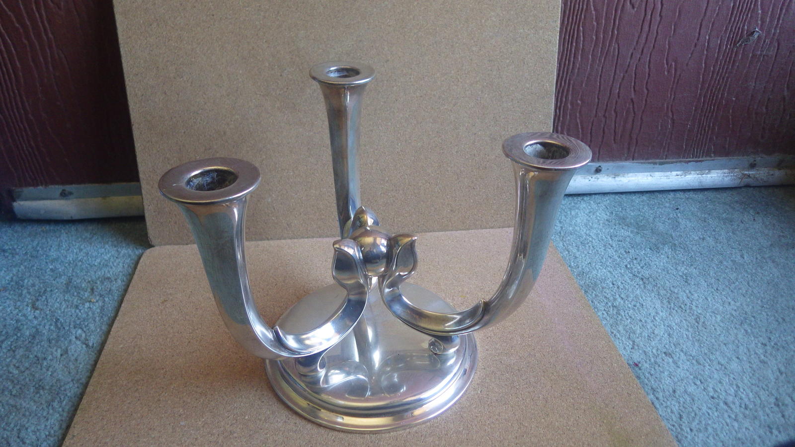 VINTAGE ART DECO WMF SILVER PLATED 3 CANDLE CANDELABRA C1938 - $75.00