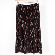 West End Womens Midi Skirt S Black Orange Stretch Flare Party Halloween ... - £17.29 GBP