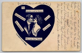 Couple Kissing Heart The Taste that Tempts 1908 Btooklyn MI Postcard H27 - £5.45 GBP
