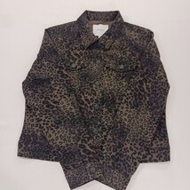 Nine West Jean Women's Sarah Jacket Denim Tan Wild One Leopard Print Size Large image 13