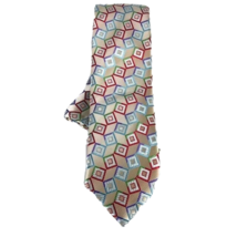 Barcelona Cravatte Men&#39;s Tie &amp; Hanky Cream Red Green Turquoise Purple 3&quot; Wide - £15.97 GBP