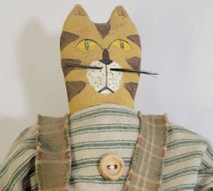 Folk Art Hand Made Painted Cat Country Home Decor Primitive Dress Shelf ... - $37.36