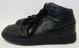 Nike Air Jordan 1 Retro Mid GS Black/Black-Dark Grey 554725-021 Size 6Y - £97.34 GBP