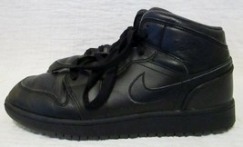 Nike Air Jordan 1 Retro Mid GS Black/Black-Dark Grey 554725-021 Size 6Y - £92.99 GBP