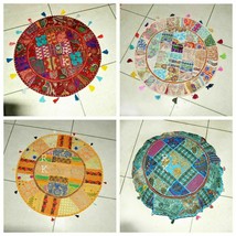 Multi Color Round Floor Cushion Cover Vintage Bohemian Patchwork Pillow Case - £15.86 GBP+