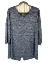 Lands&#39; End Womens Top Long Sleeve Blue Heather Size Large Back Opening - £8.95 GBP