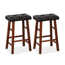Set of 2 Modern Backless Bar Stools with Padded Cushion-29 inches - Color: Blac - £125.20 GBP