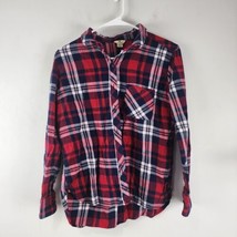 Woolrich Flannel Shirt Womens Large Red Blue Plaid Gorpcore Button Up Pocket - £14.23 GBP