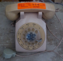 Vintage 1960&#39;s-70s tan peach rotary dial desktop telephone untested - £22.05 GBP