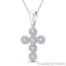 Modern Christian Cross CZ Crystal .925 Sterling Silver 29x15mm Necklace Pendant - £14.85 GBP+
