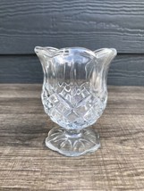VTG Homco cut glass diamond pattern tulip candle holder small vase 4” Tall - $6.46