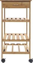 The Redmon Mobile Island Kitchen Cart In Bamboo (5460) Has A, And A Wine Rack. - £39.91 GBP