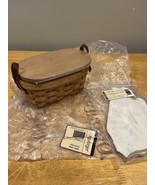 LONGABERGER HORIZON OF HOPE BASKET LEATHER HANDLES, LINER LID New Botani... - $49.49