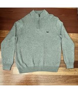 Vtg Y2K Chaps Sweater Mens Medium 1/4 Zip Gray Knit Grandpa Classic Prep... - $13.84