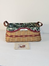 Longaberger 2002 Red Christmas Collection Traditions Basket Holly Cloth Liner - $29.99