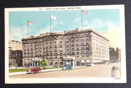 Copley Plaza Hotel MA Advertising Flags Cars Street View Linen Postcard ... - £6.29 GBP