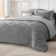 King Size Comforter Set - 7 Pieces Reversible King Bed In A Bag, King Bed Set Wi - £98.29 GBP