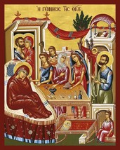 10 1/4&quot; Nativity of Theotokos Birth of Virgin Mary Greek Orthodox Icon 26cm - $24.84
