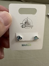 Disney Parks Mickey Mouse Aquamarine March Faux Birthstone Earrings Silver Color image 2
