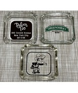 Lot of 3 Vintage Glass Advertising Ashtrays 4&quot; ~ Gold Bond Stamps ~ Palm... - £11.44 GBP