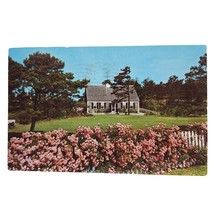 Postcard Authentic Cape Cod House Pink Flowers Chrome Unposted Posted - £5.39 GBP