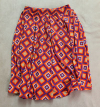 LulaRoe Women&#39;s Pleated Flare Diamond Print Skirt Size Medium Madison Orange - £17.95 GBP