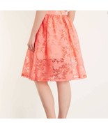 TOPSHOP Burnout Coral Peach Lace Floral Midi Skirt Size 4 - $34.19 CAD
