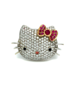 18k White Gold Happy Kitty Diamond and Ruby Ring Size: 7 14.2 grams - $4,841.25 CAD