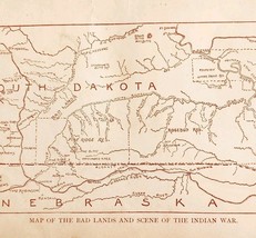 1891 Map Of The Bad Lands South Dakota Nebraska Victorian Indian War His... - $463.34 MXN