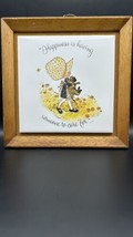 Holly Hobbie Ceramic Plaque Wood Framed Happiness Is Having Someone To Care For - £7.44 GBP