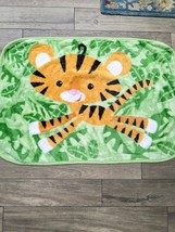 Vintage Fisher Price Tiger baby blanket plush fleece Rainforest jungle green - £58.33 GBP