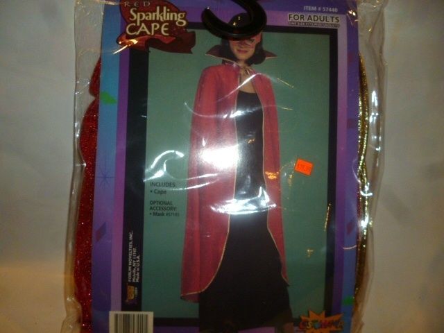 NEW COSTUME HALLOWEEN--SPARKLING RED CAPE-ADULTS -BRAND NEW-MYSTICAL-ONE... - $4.55
