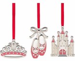 Lenox Jeweled Silver Princess Ornament Set 3 Tiara Slippers Castle Chris... - $13.30
