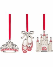 Lenox Jeweled Silver Princess Ornament Set 3 Tiara Slippers Castle Christmas NEW - £9.43 GBP