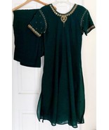 WOMENS India Outfit (Kurta,Salwar) Emerald Green,Gold Flowers Mirror Des... - $34.65