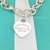 Please Return to Tiffany &amp; Co Sterling Silver Heart Tag Charm Bracelet - £298.67 GBP