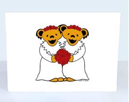 SALE Grateful Dead 2 Brides Wedding  Dancing Bears  Greeting Card    - $3.99