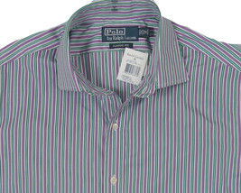 NEW! Polo Ralph Lauren Classic Fit Shirt!  Purple with White &amp; Green Str... - $44.99
