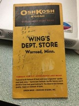 Wing&#39;s Dept. Store Warroad Minn osh kosh B&#39;gosh work wear note book 1967 - £15.65 GBP