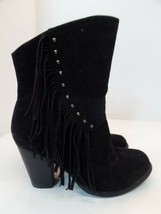 Unbranded Fringe Black Pleather Boots Studded Accents Sz 9 Model Kimbery-6 - £35.20 GBP