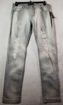 Blue Spice Jeans Women Size 13 Gray Denim Cotton Pockets Straight Leg Distressed - £5.98 GBP