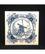 1995 HOLLAND AMERICA LINE, BLUE &amp; WHITE TILE, COASTER, MS WESTERDAM, WIN... - $6.71 CAD