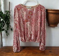 St. John Evening by Marie Gray Womens Sequins Embellished Red Ivory Top Stretchy - $94.05