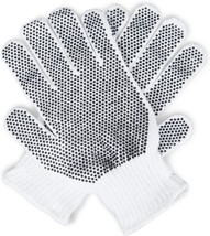 White Cotton String Knit Work Gloves 10″ /w Black Single Side PVC Dots [12 Pack] - £17.30 GBP