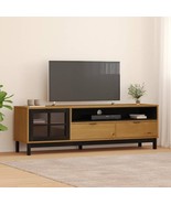  TV Cabinet Oak Solid Pine Wood, Tempered Glass, Plastic - $5,587.64 MXN