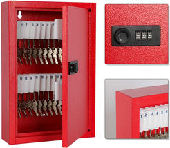 Key Storage Lock Box With Code 40 Hooks &amp; Tags Key Labels Alloy Steel Re... - £32.81 GBP