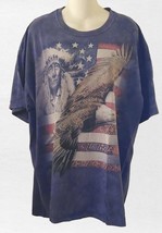 MENS Vtg American Flag With Indian Flying Eagle Freedom And Rights T shirt XL - $15.83